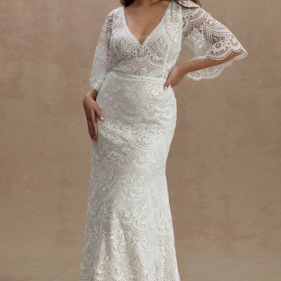 Anthropologie Rish Haleh Flutter Sleeve Lace Wedding Gown Size 6 NEW - Picture 12 of 12